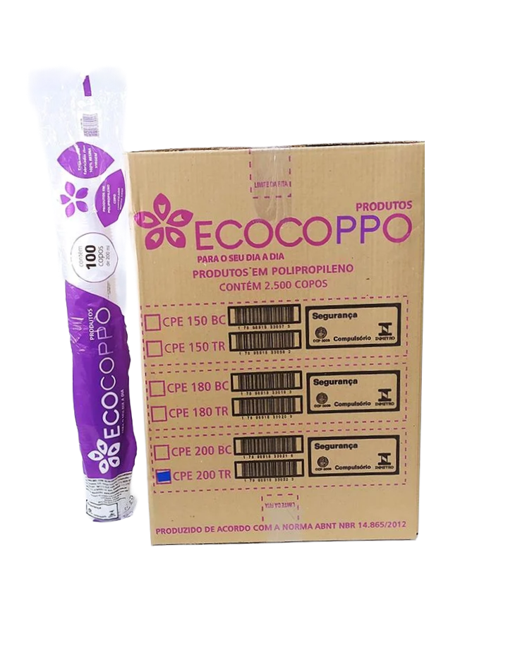 Copo Descartavel Ecocoppo Pp Transparente 200ml 100un