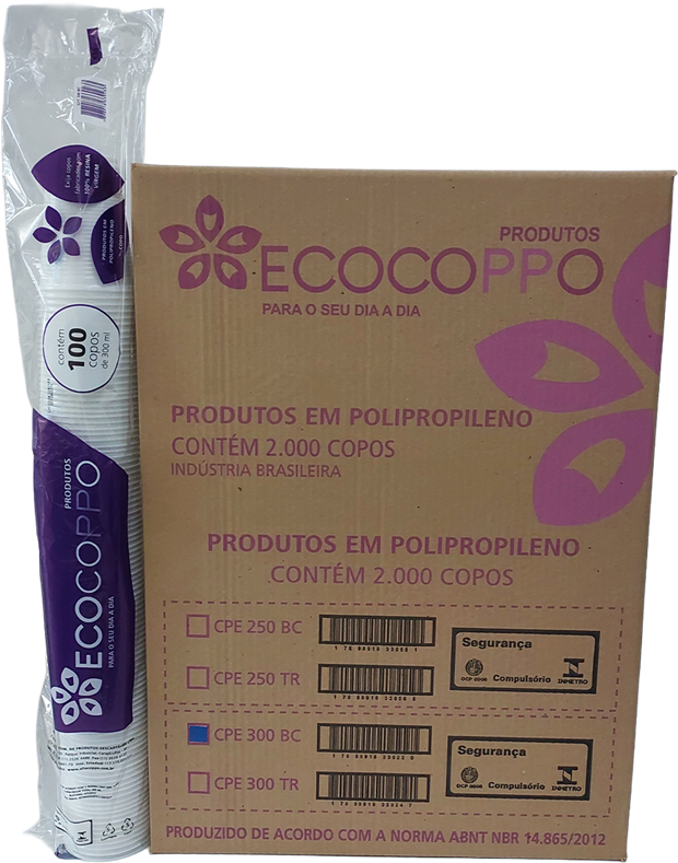 Copo Descartavel Ecocoppo Pp Branco 300ml 100un
