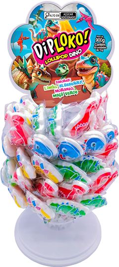 Pirulito Dip Loko Lollipop Dino 15g