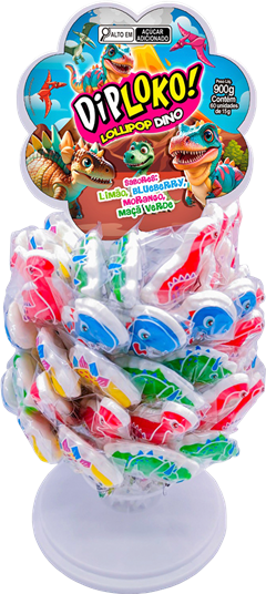 Pirulito Dip Loko Lollipop Dino 15g