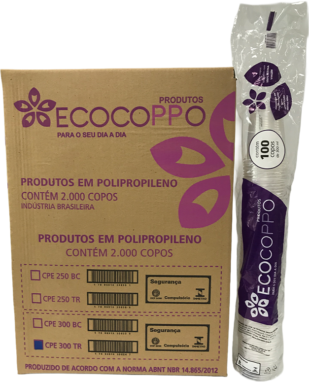 Copo Descartavel Ecocoppo Pp Transparente 300ml 100un