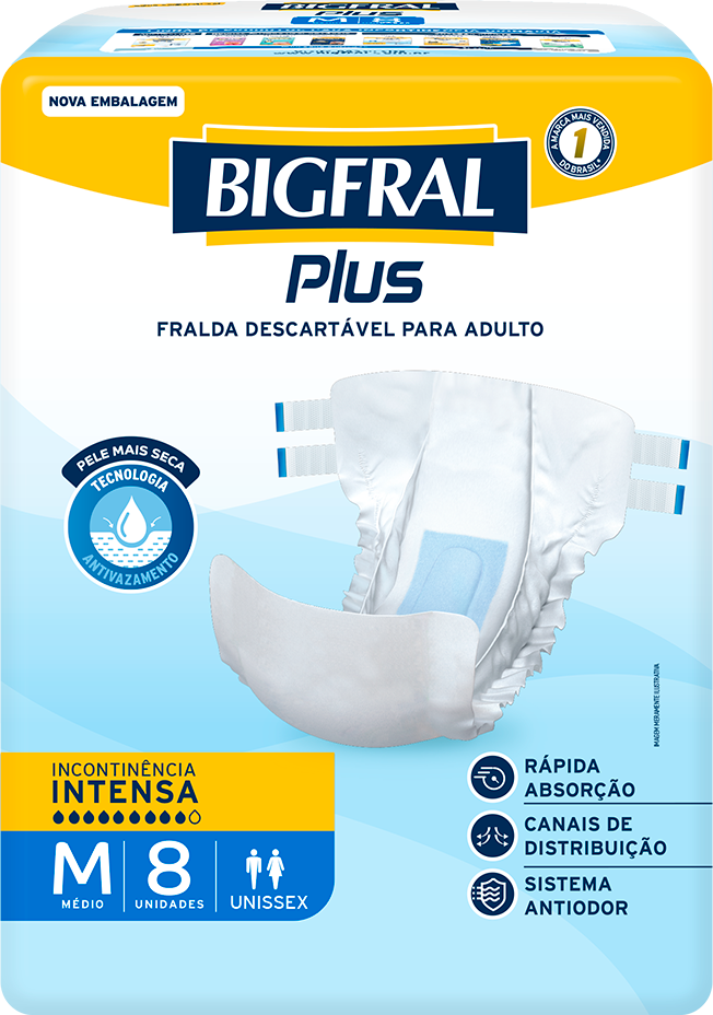 Fralda Geriatrica Bigfral Plus M 8un