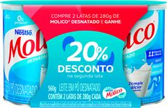 Leite Em Po Molico Desnatado 560g 20% Gratis 2un