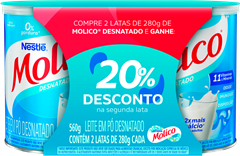 Leite Em Po Molico Desnatado 560g 20% Gratis 2un