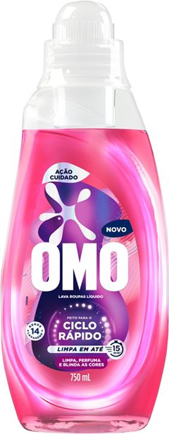 Sabao Liquido Omo Ciclo Rapido Acao Cuidado Rosa 750ml