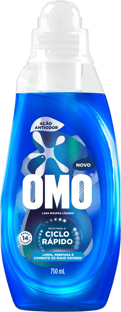 Sabao Liquido Ciclo Rapido Omo Acao Antiodor Azul 750ml