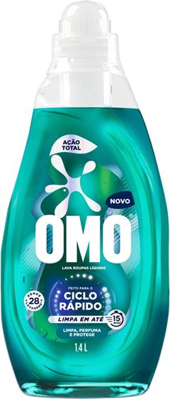 Sabao Liquido Omo Ciclo Rapido Acao Total Verde 1,4l