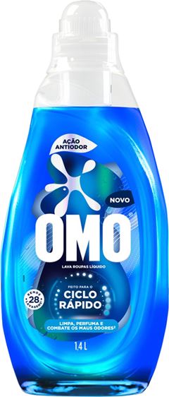 Sabao Liquido Omo Ciclo Rapido Acao Antiodor Azul 1,4l