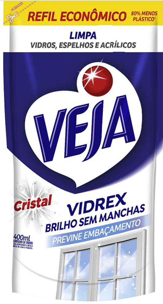 Limpador Vidros Veja Vidrex Cristal Sachet 400ml