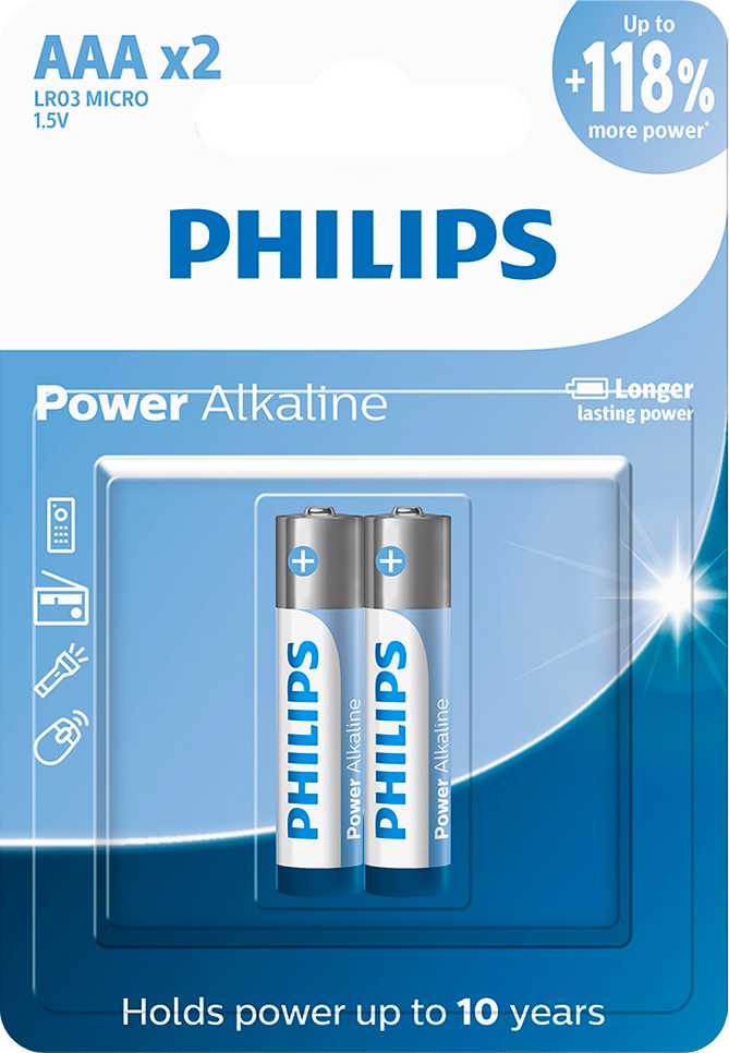 Pilha Philips Alcalina Aaa Pequena Lr03p2b 2un