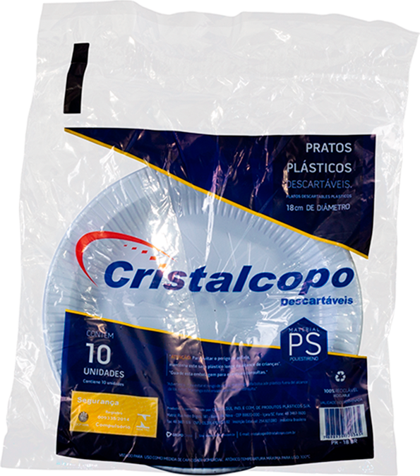 Prato Descartavel Cristalcopo Fundo Branco 50x10 18cm