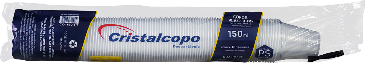 Copo Descartavel Cristalcopo Ps Transparente 150ml 100un