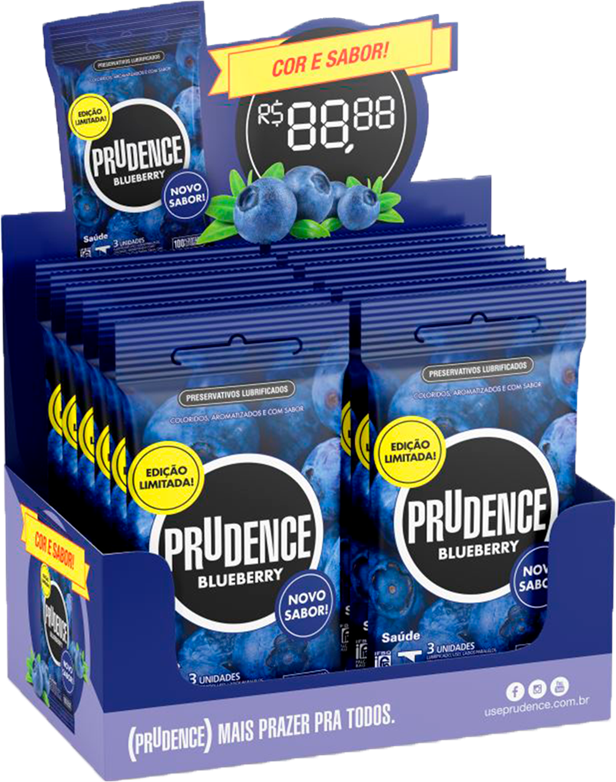 Preservativo Prudence Lubrificado Sabores Blueberry 3un