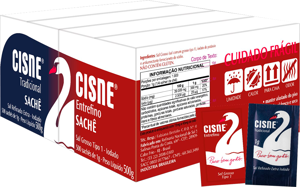 Sachet Sal Cisne 1g Refinado E Grosso 2un