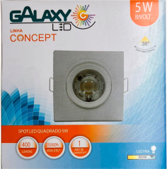 Luminaria Galaxy Led Para Embutir 5w 6500k Quadrada Bivolt