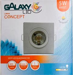 Luminaria Galaxy Led Para Embutir 5w 6500k Quadrada Bivolt