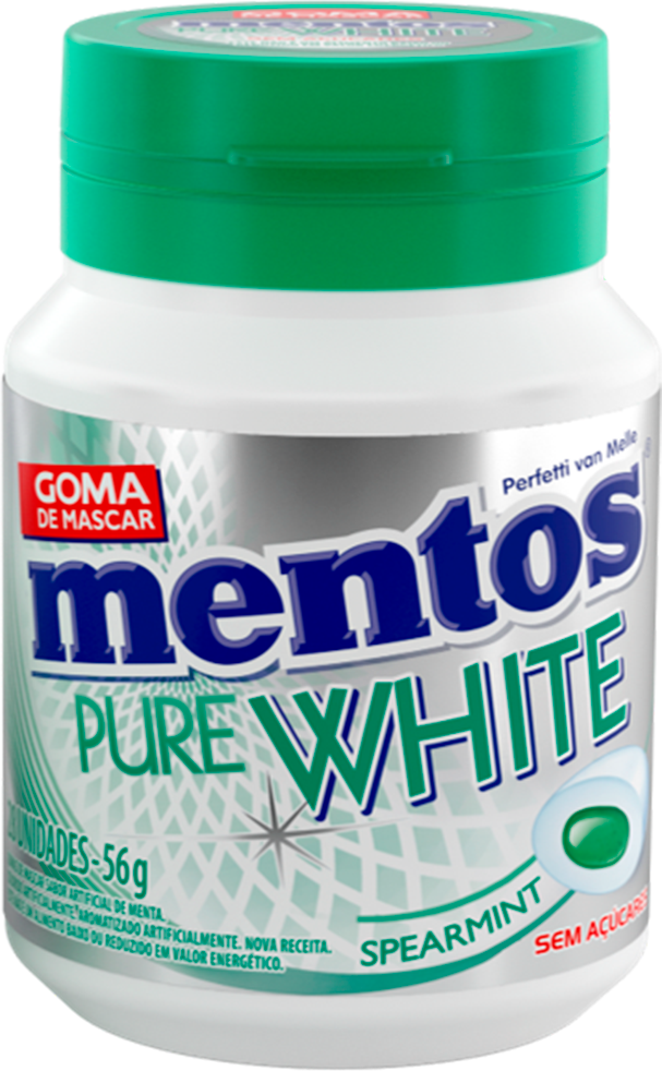 Chicle Mentos Pure White Pote Spearmint 56g