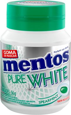 Chicle Mentos Pure White Pote Spearmint 56g