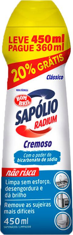Limpador Cremoso Sapolio Radium Classico 450ml 20%Gts