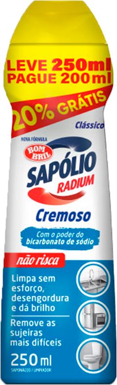 Limpador Cremoso Sapolio Radium Classico 250ml 20%Gts