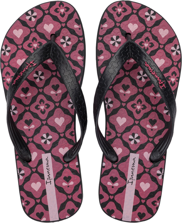 Sandalia Ipanema Happy Fem Adulto Preto/Rosa