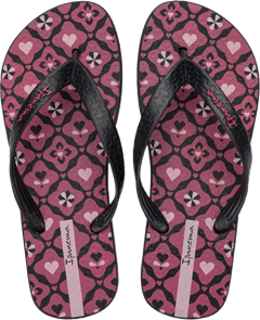 Sandalia Ipanema Happy Fem Adulto Preto/Rosa