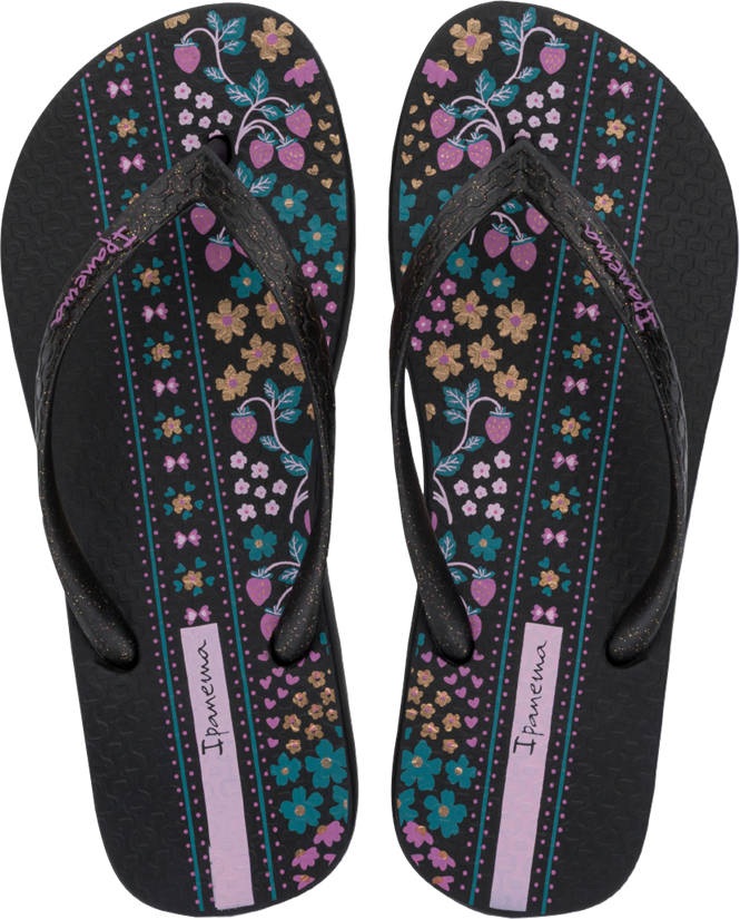 Sandalia Ipanema Oasis Fem Adulto Preto/Glitter/Rosa