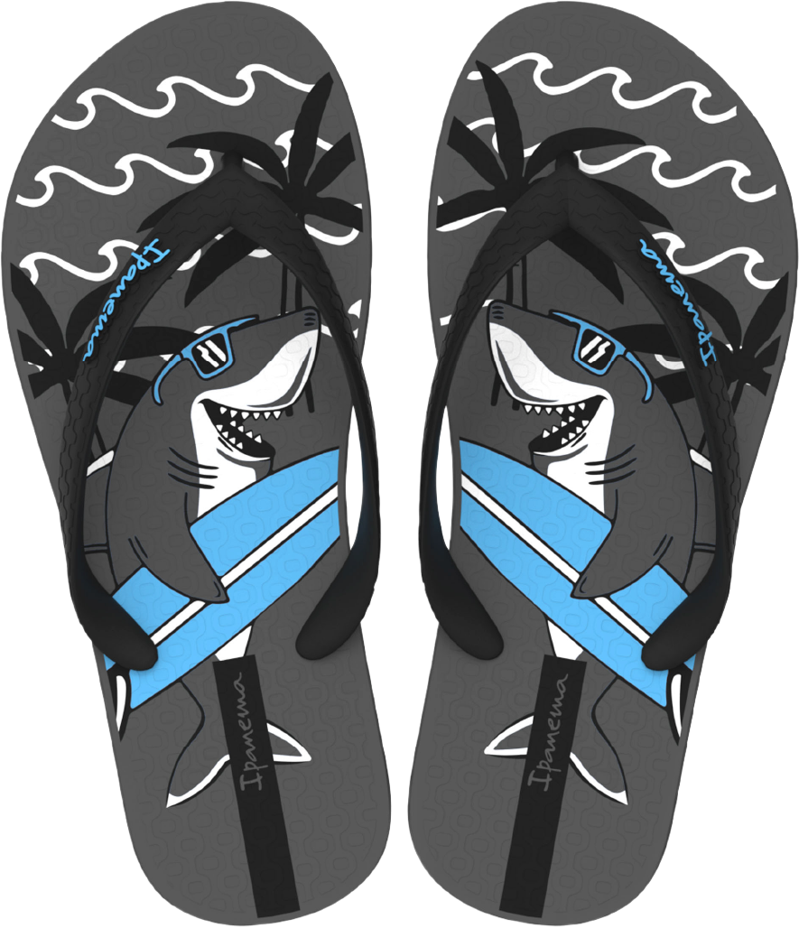 Sandalia Ipanema Fantasia Masc Infantil Cinza/Preto/Azul
