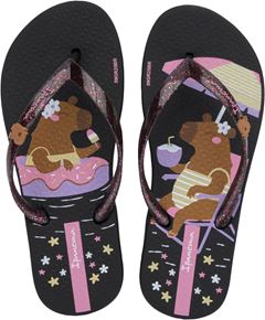 Sandalia Ipanema Capivara Fem Infantil Preto/Preto Glit/Rosa