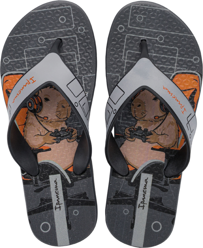 Sandalia Ipanema Deck City Masc Infantil Grafite/Preto