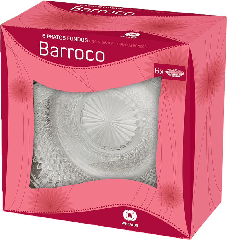 Prato De Vidro Fundo Wheaton Barroco 6pcs