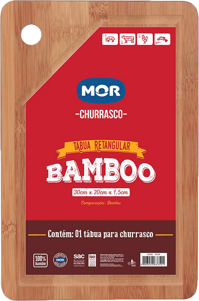 Tabua Bambu Mor Retangular 30x20cm