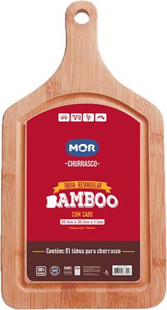 Tabua Bambu Mor Com Cabo Retangular 38,5cmx20,5cm