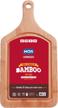 Tabua Bambu Mor Com Cabo Retangular 38,5cmx20,5cm