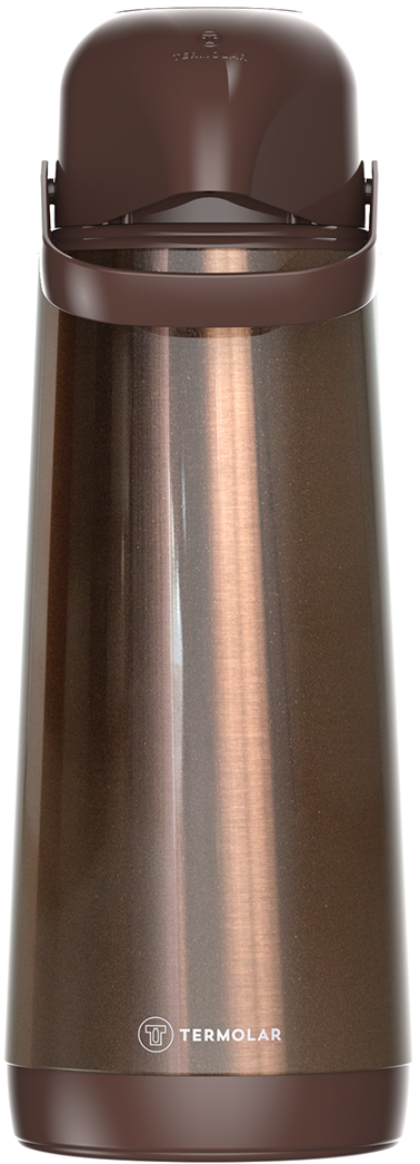 Garrafa Termica Termolar Lumina Pressao Inox Marrom 1,8l