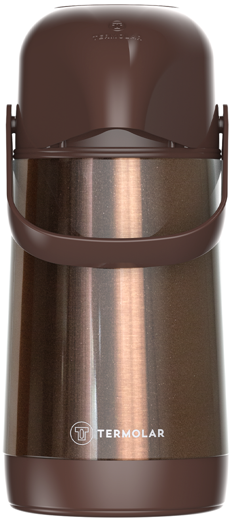 Garrafa Termica Termolar Lumina Pressao Inox Marrom 500ml