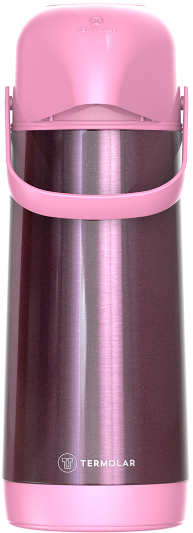 Garrafa Termica Termolar Lumina Pressao Inox Rosa 1l