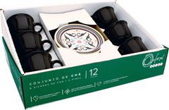Jogo Xicara Ceramica Cafe Com Pires Oxford Luiza 65ml 12pcs