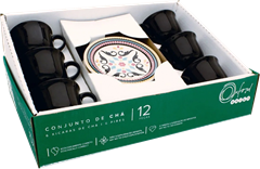 Jogo Xicara Ceramica Cafe Com Pires Oxford Luiza 65ml 12pcs