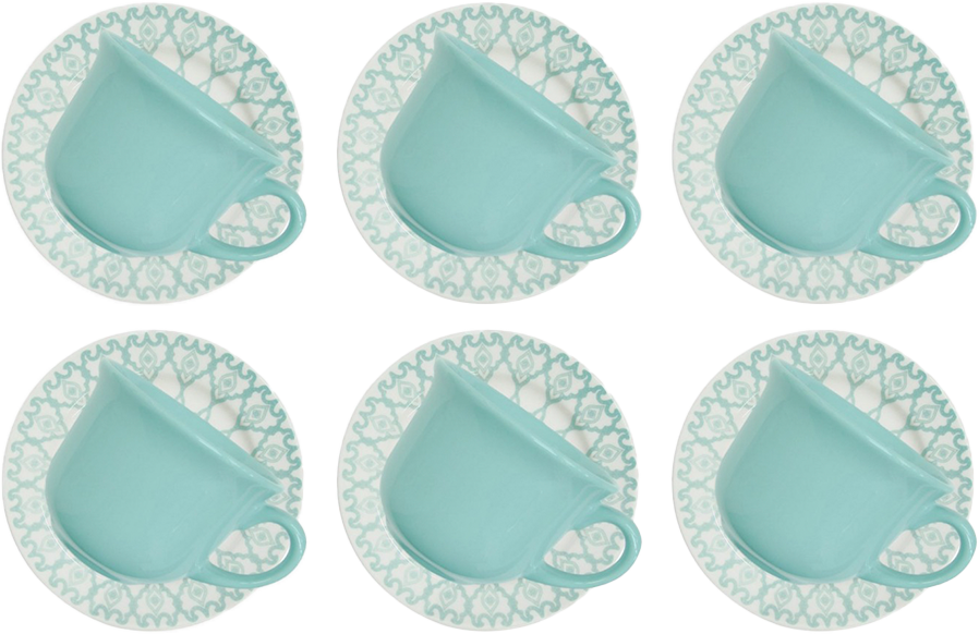 Xicara Ceramica Cha Com Pires Oxford Mandala 200ml