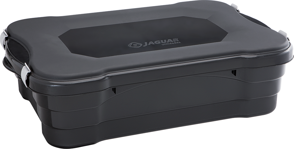 Caixa Organizadora Plastico Jaguar Com Tampa Preto 23l