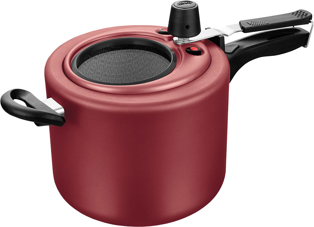 Panela Pressao Antiaderente Mta Vermelha Com Visor 4,5l