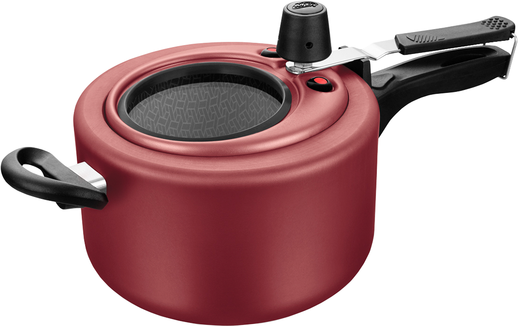 Panela Pressao Antiaderente Mta Vermelha Com Visor 3l