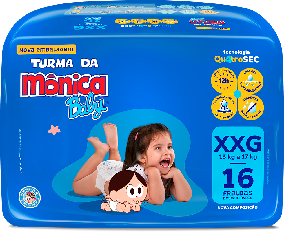 Fralda Turma Monica Jumbo Xxg 16un