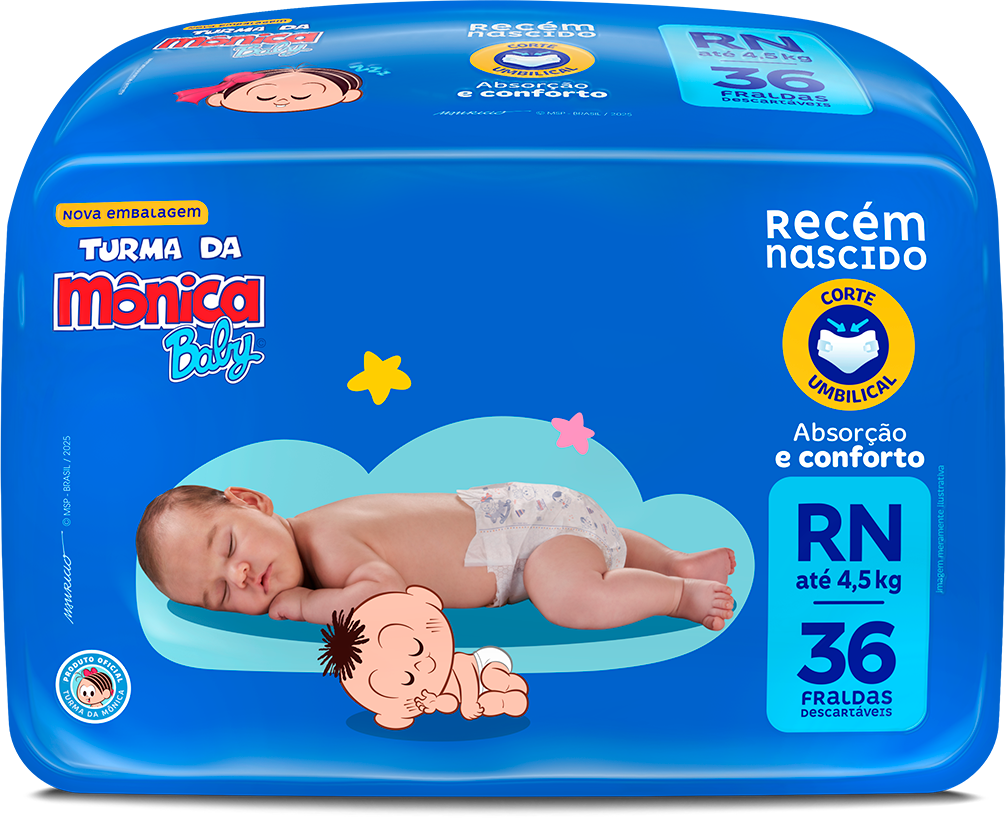 Fralda Turma Monica Jumbo Rn 36un