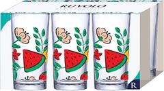 Jogo Copo De Vidro Ruvolo Decorado Fruits 225ml