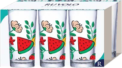 Jogo Copo De Vidro Ruvolo Decorado Fruits 225ml
