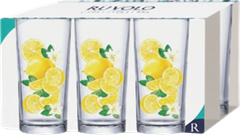 Jogo Copo De Vidro Ruvolo Decorado Limao Siciliano 225ml