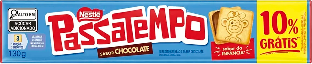 Biscoito Nestle Passatempo Recheado Chocolate 130g 10% Gts