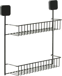 Suporte Banheiro Duplo Aco Metaltru Quad Preto Adesivo 3m